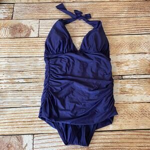 St. John blue one piece swimsuit